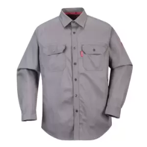 Biz Flame Mens Flame Resistant Work Shirt Grey L