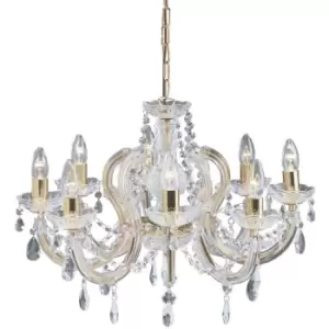 Searchlight Marie Therese - 8 Light Crystal Chandelier Polished Brass Finish, E14