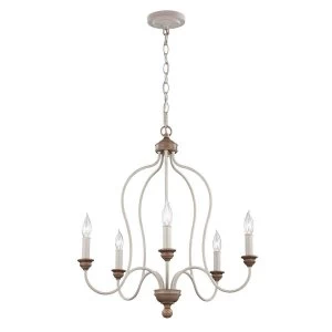 5 Light Chandelier Beachwood Finish, E14