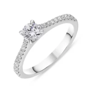 Platinum 0.62ct Diamond Round Brilliant Cut Shoulder Set Solitaire Ring