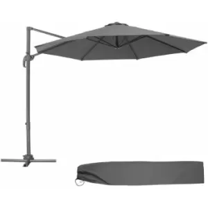 Parasol Daria with protective cover - garden parasol, overhanging parasol, banana parasol - grey - grey