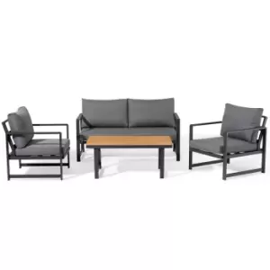 Harbour Lifestyle Cordoba Aluminium & Teak 2 Seat Sofa Set - Grey