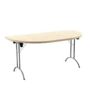 Tc One Union Folding Table 1600 x 800 Silver Frame Maple D-End Top