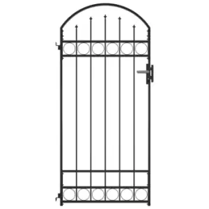 Vidaxl Fence Gate With Arched Top Steel 89X200 Cm Black