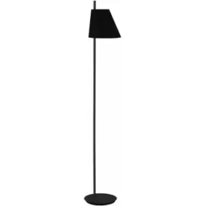 Loops - Floor Lamp Light Colour Black Shade Black Fabric Long Slim Stem Bulb E27 1x40W