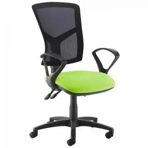 Senza high mesh back operator chair with fixed arms - Madura Green