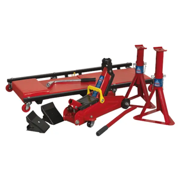 Sealey Lifting Kit 5pc 2 Tonne (Inc Jack, Axle Stands, Creeper, Chocks & Wrench)