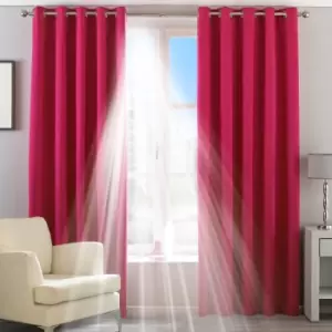 Riva Home Twilight Blackout Ringtop Eyelet Curtains (Pair) Polyester Pink (117X137Cm)