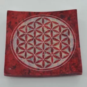 Soapstone Flower of Life Incense Plate10cm