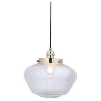 Merano Lighting - Merano Finale Pendant Ceiling Light Bright Nickel Plate & Clear Glass