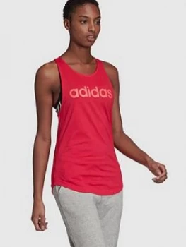 adidas Essentials Linear Loose Tank - Pink, Size S, Women