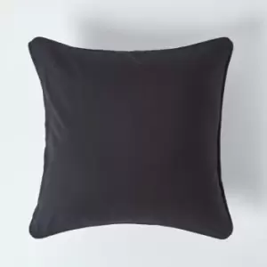 HOMESCAPES Cotton Plain Black Cushion Cover, 30 x 30cm - Black