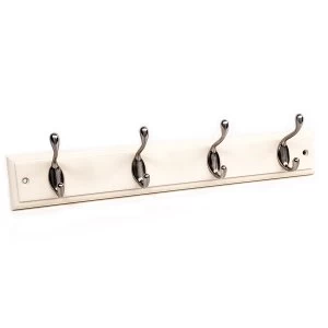 Robert Dyas Headbourne 4 Heavy Duty Coat Hooks - Nickel / Cream