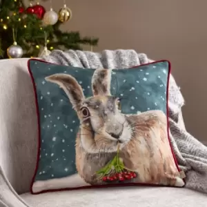 Christmas Hare Cushion Multicolour, Multicolour / 43 x 43cm / Polyester Filled