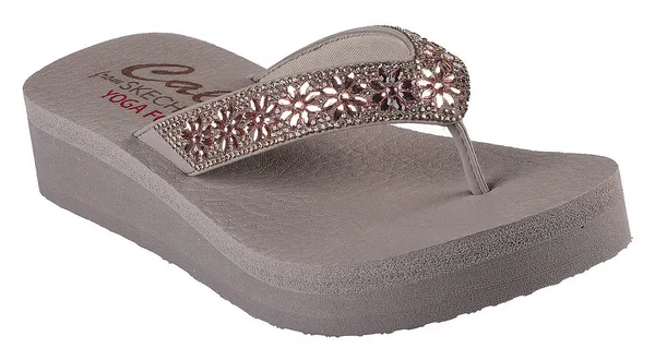 Skechers Womens Vinyasa - Wild Daisies Thong Sandals UK Size 7 (EU 40) Taupe SKE2249-TPE-7