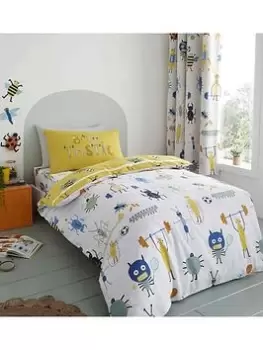 Catherine Lansfield Bugtastic Duvet Cover Set - White Yellow, Multi, Size Toddler