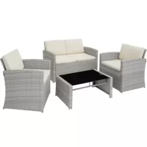 Tectake Rattan Garden Furniture Lounge Lucca - Light Grey