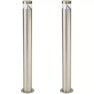 2 PACK Stepped Outdoor Bollard Light - 3.3W LED - 800mm Height - Stainless Steel