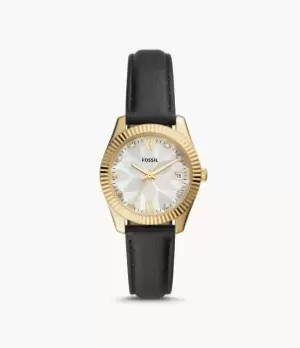 Fossil Women Scarlette Mini Three-Hand Date Black Eco Leather Watch