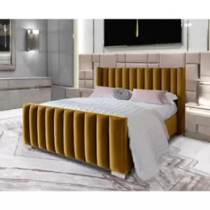 Melina Bed Small Double Plush Velvet Mustard