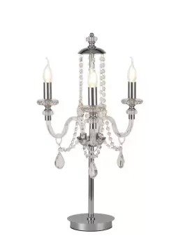 Table Lamp, 3 Light E14, Polished Chrome, Clear Glass, Crystal, (ITEM REQUIRES CONSTRUCTION, CONNECTION)