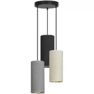 Emibig Bente Black Cluster Pendant Ceiling Light with Black, Gray, White Fabric Shades, 3x E14