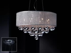 Andreda 8 Light Dimmable Crystal Ceiling Cylindrical Mesh Pendant with Remote Control Polished chrome, G9