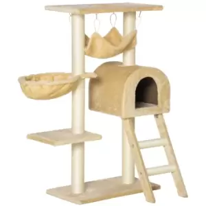 Pawhut Cat Tree Tower Kitten Scratching Post And Hammock - Beige