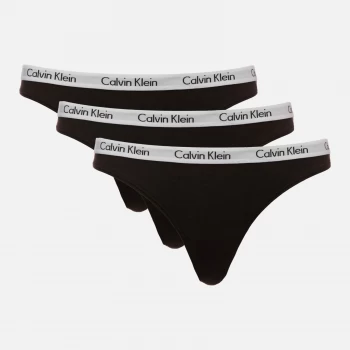 Calvin Klein Womens 3 Pack Thongs - Black - M