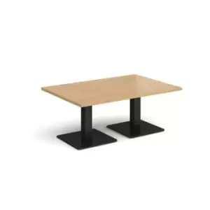 Brescia rectangular coffee table with flat square Black bases 1200mm x 800mm - oak