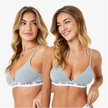 Jack Wills Biddstone Multipack Bralette 2 Pack - Grey Marl