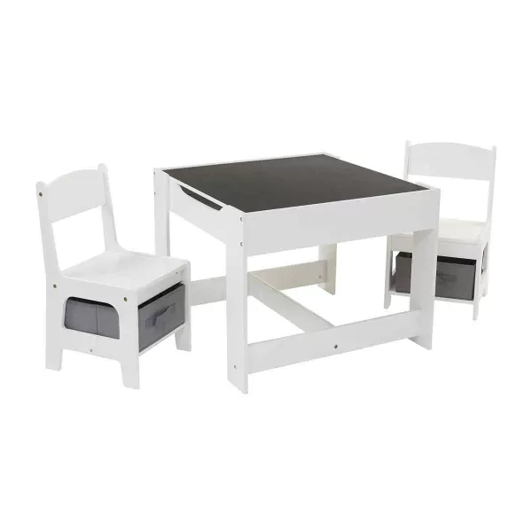 Liberty House Toys Kids White and Grey Table and 2 Chairs Set with Storage Bins