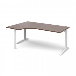 TR10 Left Hand Ergonomic Desk 1800mm - White Frame Walnut Top