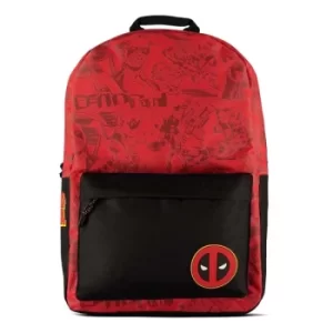 MARVEL COMICS Deadpool Logo with Graffiti All-over Print Backpack, Unisex, Red/Black (BP241074DED)