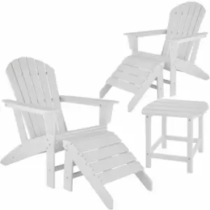 Tectake 2 Garden Chairs With Footrests And Weatherproof Side Table White