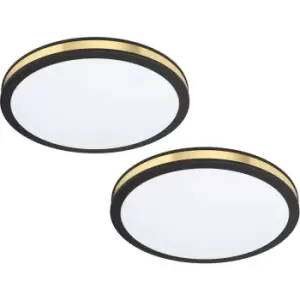 2 PACK Wall Flush Ceiling Light Colour Black Shade White Gold Plastic LED 12W