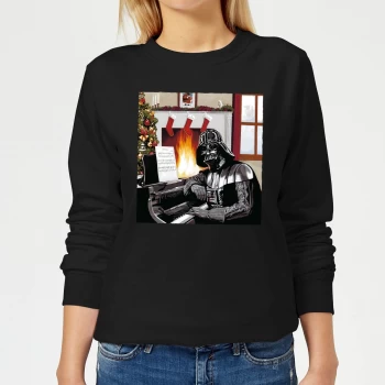 Star Wars Darth Vader Piano Player Womens Christmas Sweatshirt - Black - XL