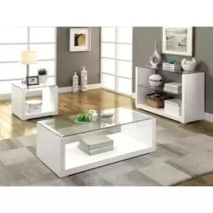 Sandro High Gloss And Glass Coffee Side Console Table Living Room Set