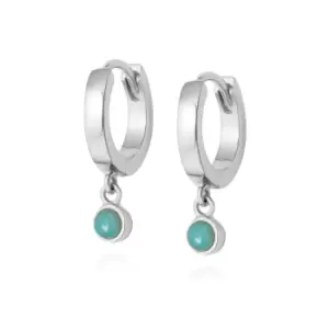 Daisy London 925 Sterling Silver Amazonite Healing Huggie Hoops Sterling Silver