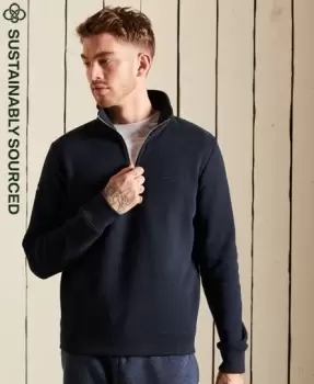 Superdry Mens Vintage Logo Embroidered Zip Henley Sweatshirt Navy / Eclipse Navy - Size: L