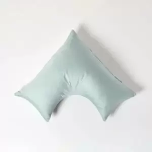 Duck Egg Blue v Shaped Pillowcase Organic Cotton 400 Thread Count - Duck Egg Blue - Duck Egg Blue - Homescapes