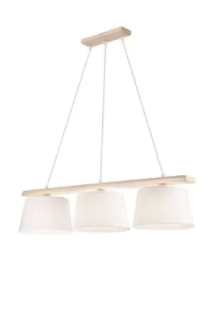 Aida Bar Pendant Ceiling Light With Fabric Shade Old White, 3x E27