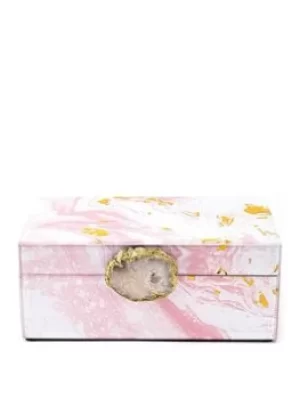 Pink Marbled Glass Jewellery Box