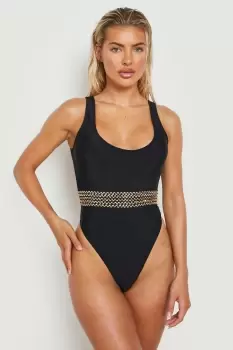 Embellished Trim Scoop Swimsuit