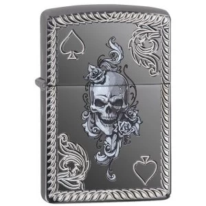 Zippo Unisex's Spade and Skull Design Armor Black Ice Windproof Lighter