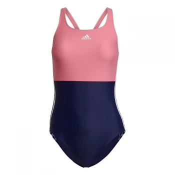 adidas SH3. RO 3-Stripes Colorblock Swimsuit Womens - Team Navy / Rose Tone / White