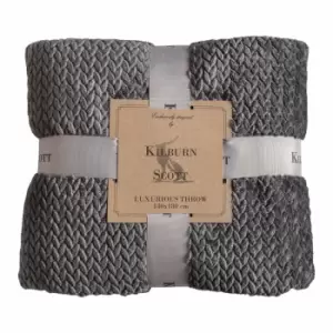 Crossland Grove Chevron Flannel Fleece Throw Charcoal 1400x1800mm