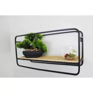 Small Wall Hanging Shelf Unit in Metal Weave Effect