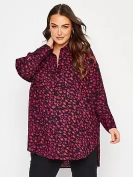 Yours Oversized Boyfriend Shirt Black/orchid, Black, Size 34-36, Women