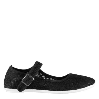 Slazenger Canvas Pumps Child Girls - Black Broderie